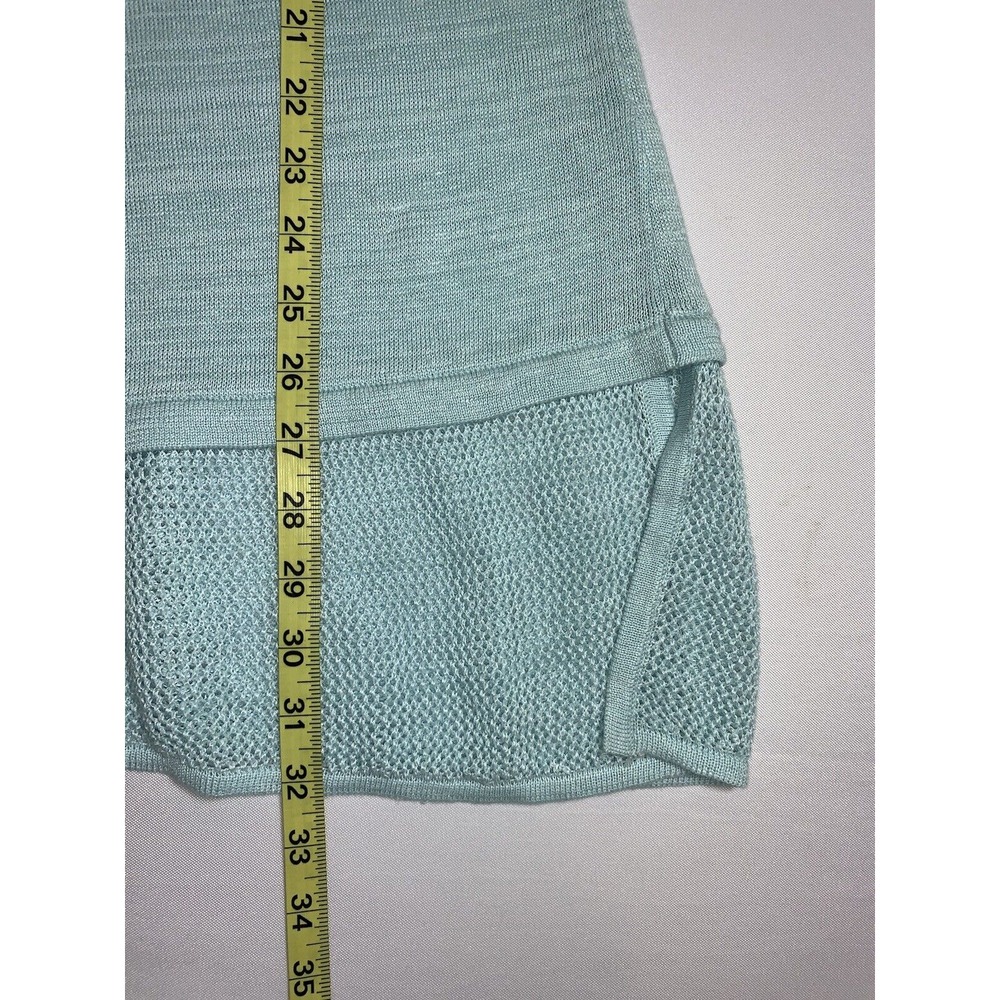 J JILL Pure Jill Aqua Linen Blend Mesh Hem Asymmetrical Tunic Sweater Small - Picture 5 of 6